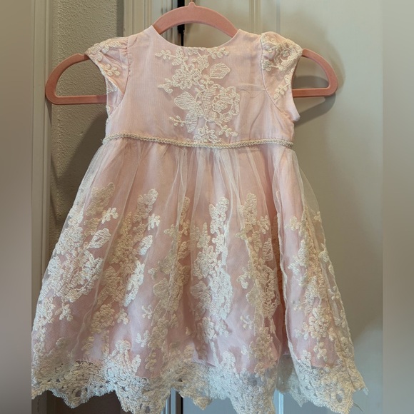Pippa and Julie Pink Lace Dress 24 Months
Lace and toile. Super sweet. - Picture 1 of 5